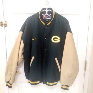 Nike GB Packers Leather Varsity Jacket XL